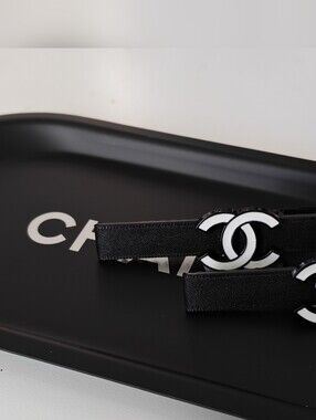 Chanel Black and White CC Hair Clips